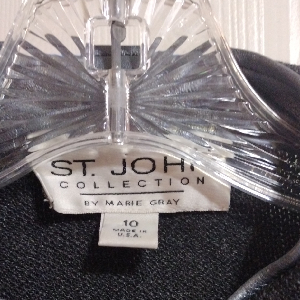 ST. John Collection By Marie Gray Vintage Santana Knit Blazer Charcoal Size 10 - Picture 2 of 12